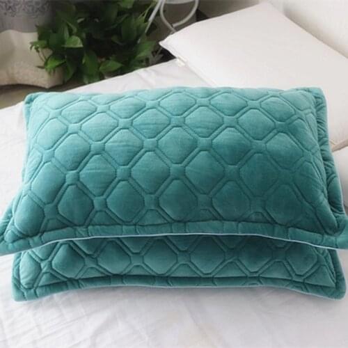 JUSTCHIC 2pcs Crystal Velvet Pillowcase Solid Color Winter Warm Pillow Cases Decor Home Pillow Covers Bedding