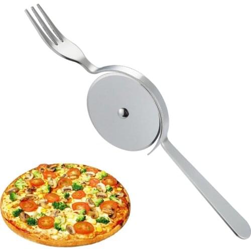 Pizza Cutter Multi-Purpose Stainless Steel Pizza Knife With Fork Cutting Wheel Home Kitchen Tool Pastry Slicer Cutter