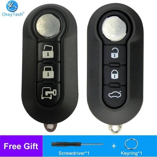 OkeyTech 3 Button Key Shell For FIAT 500 Panda Punto Bravo Ducato Stilo Flip Folding Remote Auto Car Key Case Uncut SIP22 Blade