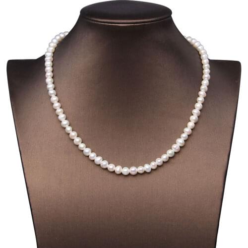 White Natural Oblate Pearls Necklace Elegant Baroque Freshwater Pearls Beaded Chain Fine Jewelry For Women Chocker Wedding Gifts