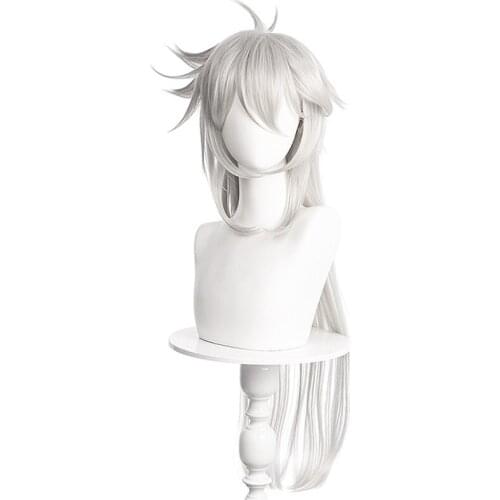 Razor Wig Game Genshin Impact Cosplay Wolf Long Silver Heat Resistant Synthetic Hair Role Play Wigs + Hairnet