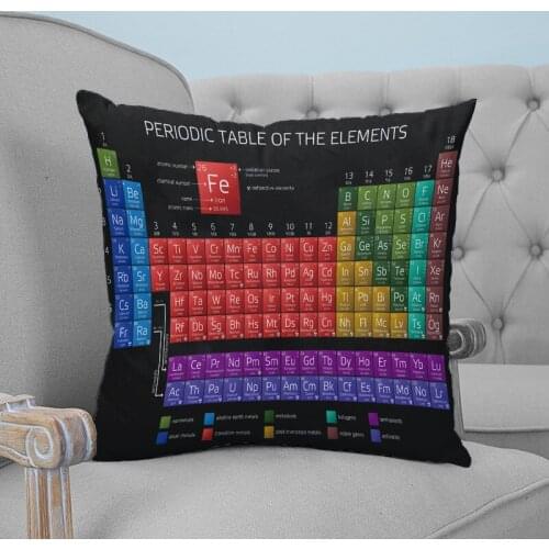 Periodic Table Of Elements Chemistry Printed Throw Pillow Case Plush fabric Pillowcase Home Decorative Pillow Hot