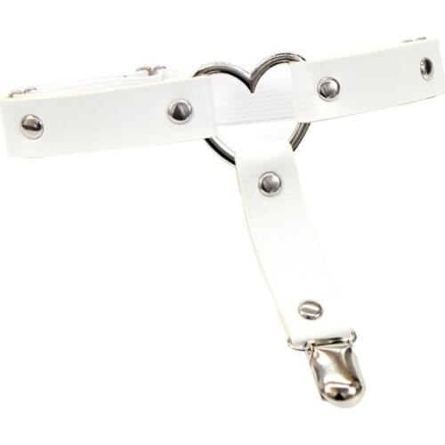 Null Women Gothic Punk Heart Ring Leg Garter Belt with Anti-Slip Metal Clip Elastic Adjsutable Harness Harajuku Thigh Ring
