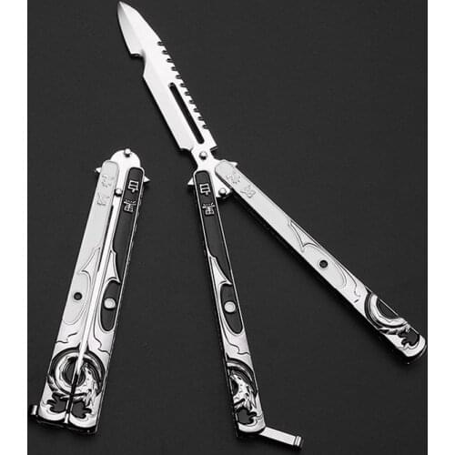Practice Butterfly Knife Stainless Steel Knife Cs Go Game Knife Folding Blade Training Butterfly Knife No Edge Dull Tools