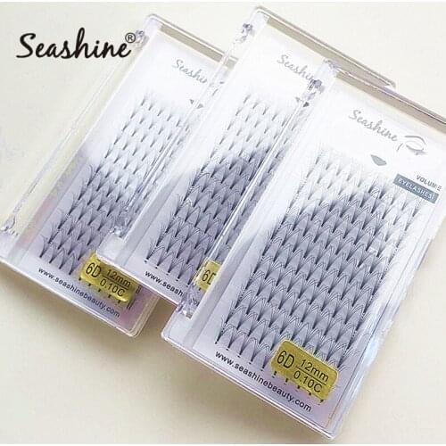 Seashine Lashes Volume Eyelash Extensions Short Stem Handmade Faux Mink Russian Volume Lashes Premade Fans Eyelash Extension