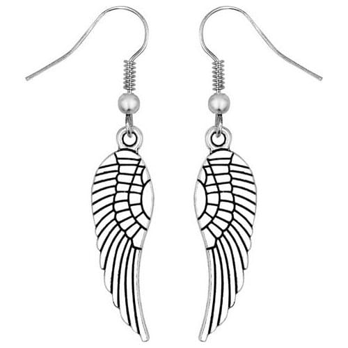 E018Europe and the United States foreign trade popular ornaments retro fashion angel wings earrings long paragraph personality
