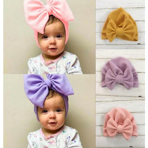 0-24M Winter Autumn Baby Girls Hat Big Bow Cotton Wool Knitted Thick Warm Baby Hat Kids Newbworn Bonnet Cap Beanie for Girls