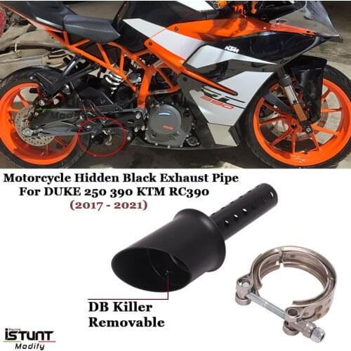 For KTM DUKE 250 390 RC390 2017-2021 Motorcycle Hidden Black Exhaust Pipe Muffler DB Killer Idle Exhalation Silence Accessories