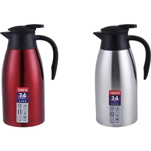 2 Pcs 304 Stainless Steel 2L Thermos Flask Vacuum Insulated Water Pot Coffee Tea Milk Jug Thermal Pitcher for Home and Office