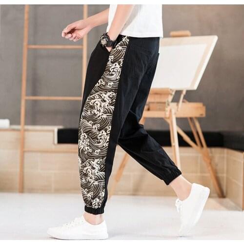 Traditional Chinese Trousers Plus Size Loose Cotton Harem Pants Print Streetwear Oriental MenS Clothing Chinese Pants Man 10855