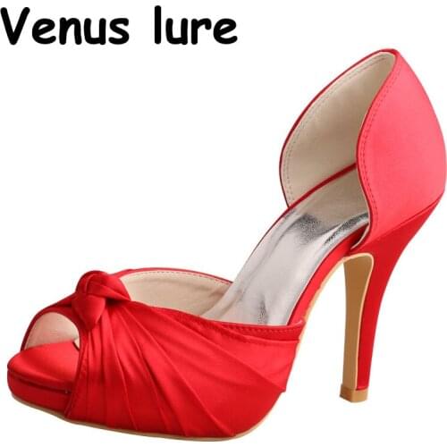Venus lure Red Shoes for Women for Wedding Peep Toe Party Pumps