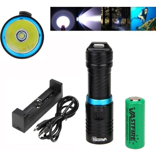 Waterproof T6 LED Scuba LED Light Cycling Flashlight 28650/18650 Torch Waterproof 100M with 26650 Battery and Charger