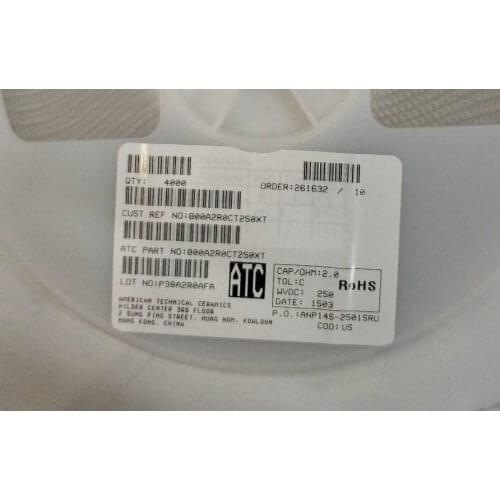 800A2R0BT250XT Chip high frequency capacitor ATC O505 0.5x0.5 2PF 250V