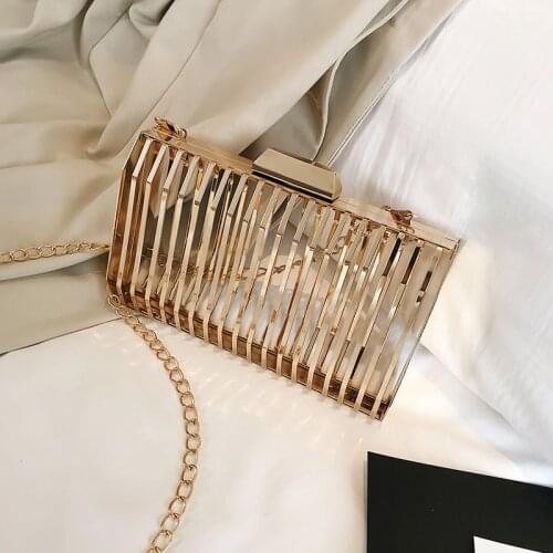 Unique Design Metal Hollow Fashion Womens Evening Clutch Bag Ladies Chain Shoulder Bag Crossbody Messenger Party Bag Frame #40