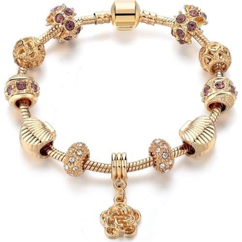 2019 Crystal Heart Charm Bracelets & Bangles Gold Bracelets for Women Jewellery Pulseira Feminina SBR170113