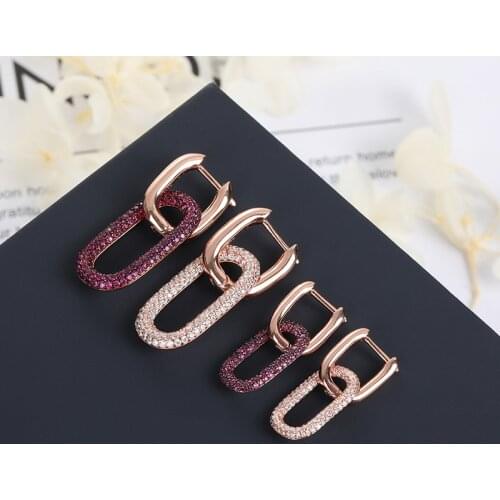New Womens Single Square Earring Fashion Purple Zircon Geometric Modern Earrings Girls Jewelry Zk30