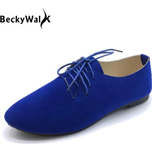 2021 New Candy Color Women Shoes Plus Size Flats Shoes Woman Lace-up Spring Autumn Ladies Shoes Zapatos Mujer Size 41 42 WSH2343
