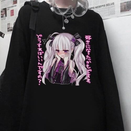Harajuku Gothic Anime Soft Girl Printed Long Sleeve Sweater Harajuku Long Sleeve Sweater Womens Gothic Streetwear Top
