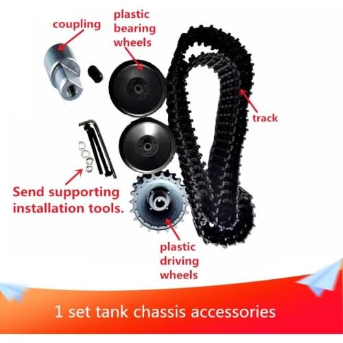 1 Set DIY Accessory for Tank Chassis with 2pcs Plastic Bearing Wheels+1pcs Driving Wheel+1pcs Coupling+1pcs Track DIY RC Toy