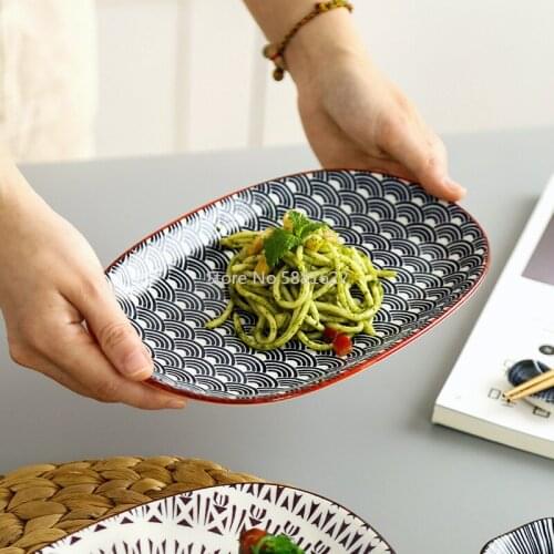 10 Inch Denier Geometric Ceramica Western Food Disk Glaze Down Choi Check Center Plate Concise Household Ellipse Main Disc