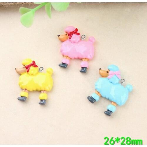 10pcs 26*28MM DIY resin poodle dog charms pet puppy kawaii flatback cabochon resin craft jewelry making fashion ornament Japan