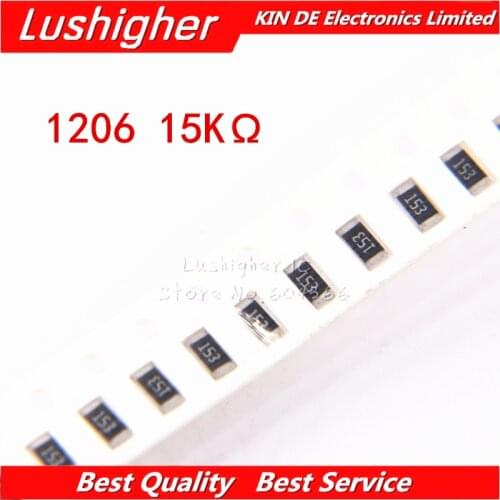 100PCS 1206 SMD Resistor 5% 15K Ohm 153 15Kohm