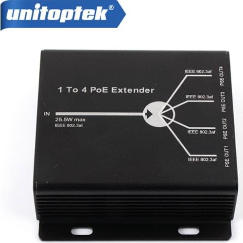 25.5W Max IEEE802.3at in, IEEE802.3af Output Single 4 Channel 4-Ports PoE Extender POE Repeater Max Transimitte 120M Distance