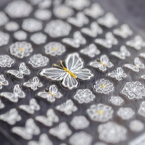 3D Rilievo Butterfly Nail Art Sticker Luxury Slides 2021 for Manicure Ornaments Decals Decoration Adhesive Gel Flower Press on