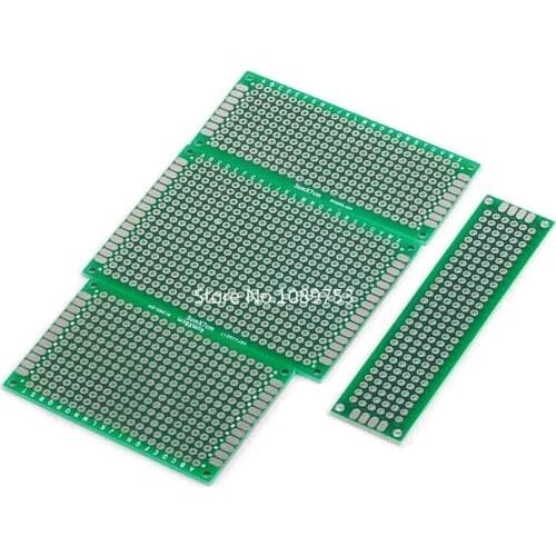 4pcs/lot 5x7 4x6 3x7 2x8cm 5*7 4*6 3*7 2*8 double Side Copper prototype pcb Universal Board Cave plate Circuit board Green