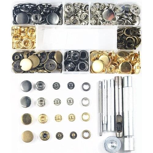 40stes 17mm 831 Brass Metal Press Studs Sewing Button Snap Fasteners Button+120sets 8mm Eyelets with Grommets+7pcs Fixing Tool