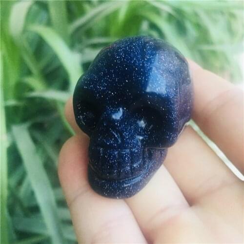5cm Crystal skull New arrived Natural Blue sand stone quartz skulls home decor healing