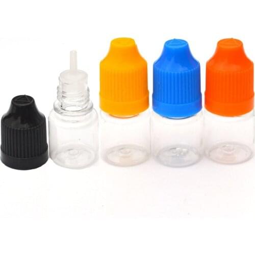 500pcs 3ml Clear PET Plastic Needle Bottle E Liquid Empty Hard Bottles With Child Proof Cap