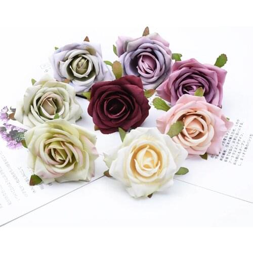 6 Pieces 7CM roses head scrapbooking Bridal brooch home decoration accessories diy gifts candy box artificial flowers wholesale