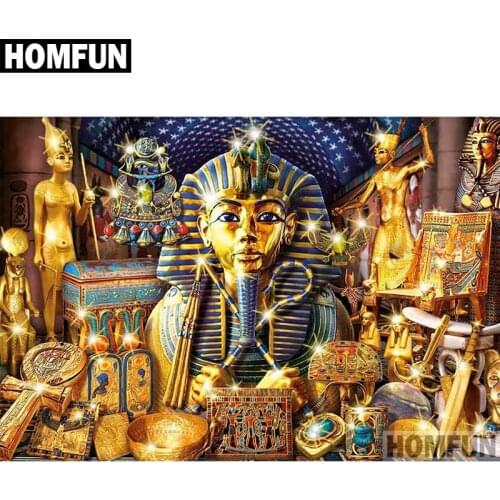 HOMFUN Full Square/Round Drill 5D DIY Diamond Painting "Egyptian Pharaoh" Embroidery Cross Stitch 5D Home Decor Gift A04131