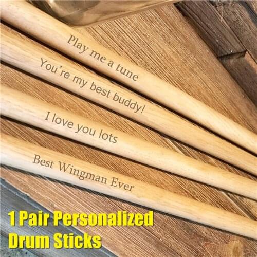 Drumsticks 1 Pair Personalized Custom Drummer Gift Size 5A Laser Engraved Maple Tips Wood Drum sticks Musician Dropshipping -38