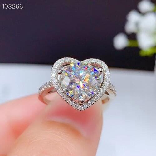 CoLife Jewelry 0.5ct 1ct 2ct 3ct D Color Moissanite Engagement Ring 925 Silver Heart Ring Fashion Moissanite Wedding Ring