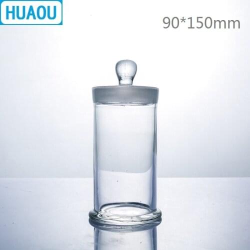 HUAOU 90*150mm Specimen Jar with Knob and Ground-In Glass Stopper Medical Formalin Formaldehyde Display Bottle