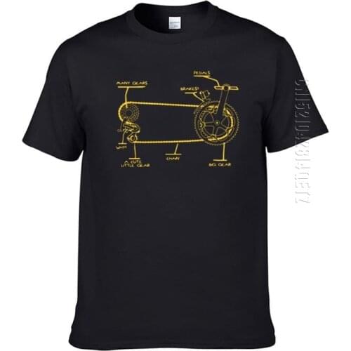 Bicycle Chain T-Shirt Men Funny O Neck T Shirt Gift Bike Chain Gears Shift Cycling Tshirt For Male Cotton Casual Top Tees
