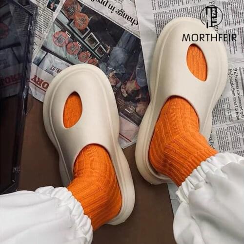 Personality Street Trendy Sandals EVA Soft Light Mute Couple Shoes Summer Beach Casual Quick-drying Solid Color Platform Slipper
