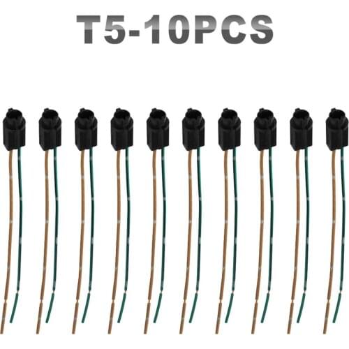 JGAUT 10 Pieces T5 1156 7440 3156 1157 7443 3157 Car Headlight Bulb Connector Extension Head Lamp Bulb Wiring Harness Socket