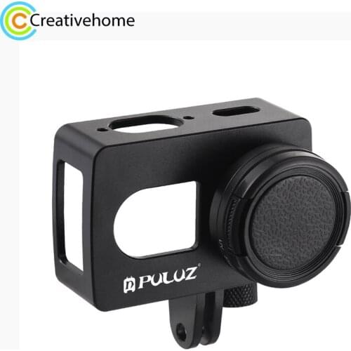 PULUZ Housing Shell CNC Aluminum Alloy Protective Cage with 37mm UV Lens for Xiaomi Xiaoyi II 4K Action Camera (Black)