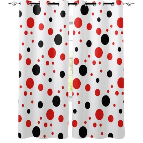 Red And Black Dots White Window Interior Curtain Valance Door Room Drape for Kitchen Living Room Bedroom Decoration Curtains