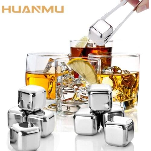 Stainless Steel Ice Cubes Reusable Chilling Stones for Beer Whiskey Wine Keep Your Drink Cold Longer Frozen Ice Fast Cooling