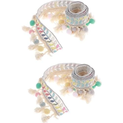 2 Yards Pompon Ribbon Edging Pompom Ribbon Pompom Fabric Ribbon Decorative Ribbon Sewing Tape With Pompons Ball For Sewing