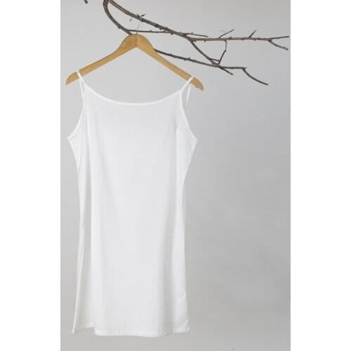 Summer Dress New White Summer Dress Cotton Suspender Skirt Base Dress Petticoat Skirt with Shoulder Strap Braces Skirt