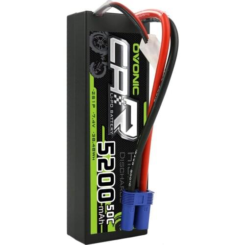 Ovonic 2S Lipo Battery 7.4V 5200mAh 50C HardCase Battery with EC5 Plug for ARRMA 1/10 RC Vehicles Car Buggy Truggy