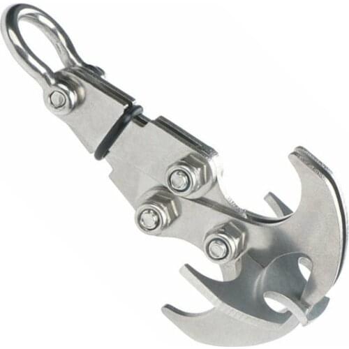 Outdoor Multi-function Folding Grappling Hook Climbing Claw Stainless Steel Gravity Survival Camping Climbing Carabiner Silver