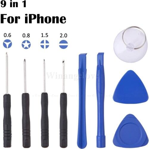 100set Cell Phones Opening Pry For Iphone repair tool Herramientas 9 in 1 Mobile Phone Repair Tool Kit Screwdriver Set