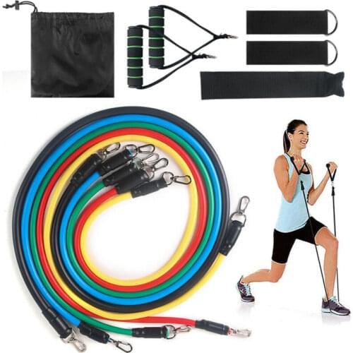 New Yoga Belts 11 Pieces Women Men Resistance Band Set Yoga Pilates Abs Exercise Fitness Tube Workout Bands Stretch 2020