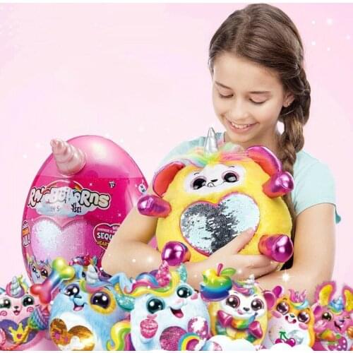 Genuine Original Rainbocornse Rainbow Unicorn Magic Sequin Surprise Plush Doll Girl Toy SMASHERS Epic Dino Egg Christmas Gift